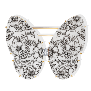 Butterfly. Rose blossom. Dew.