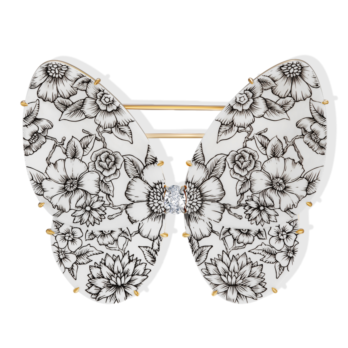 Butterfly. Rose blossom. Dew.